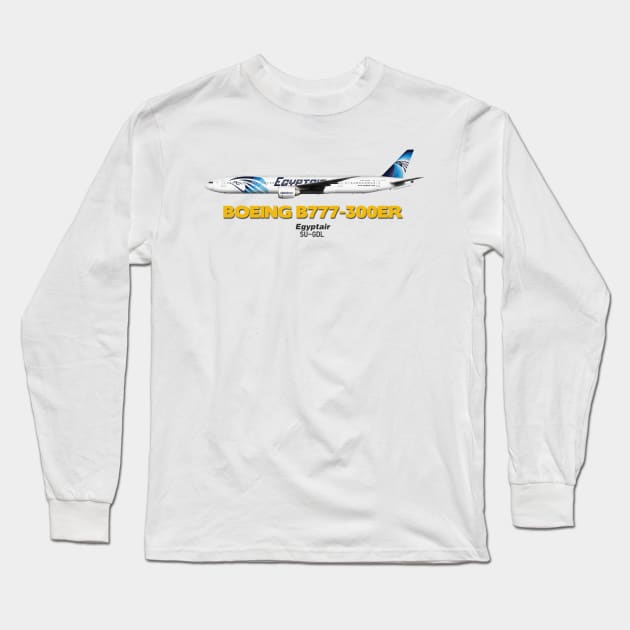 Boeing B777-300ER - Egyptair Long Sleeve T-Shirt by TheArtofFlying